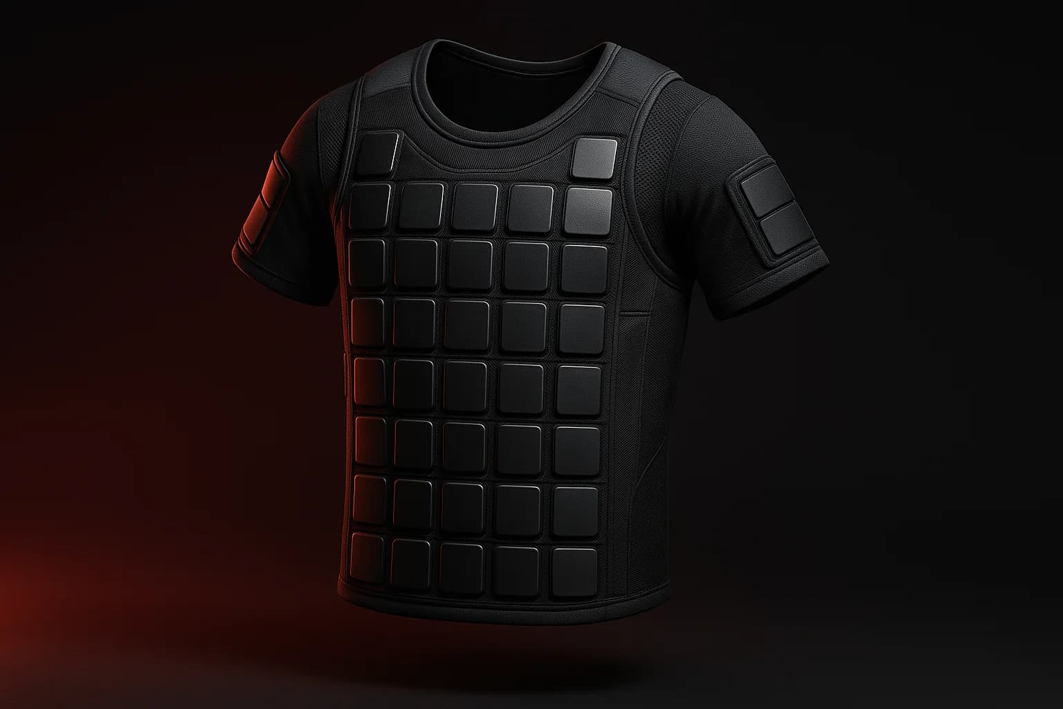 weight vest in studio light with red to black gradient background